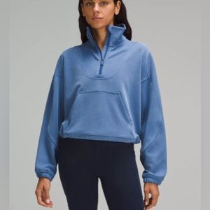 Lululemon Brushed Softstreme Ribbed Half Zip - Pitch Blue - Size 12 EUC